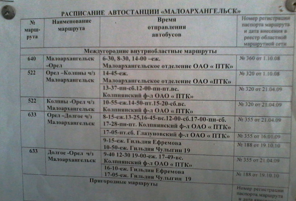 Расписание Расписание